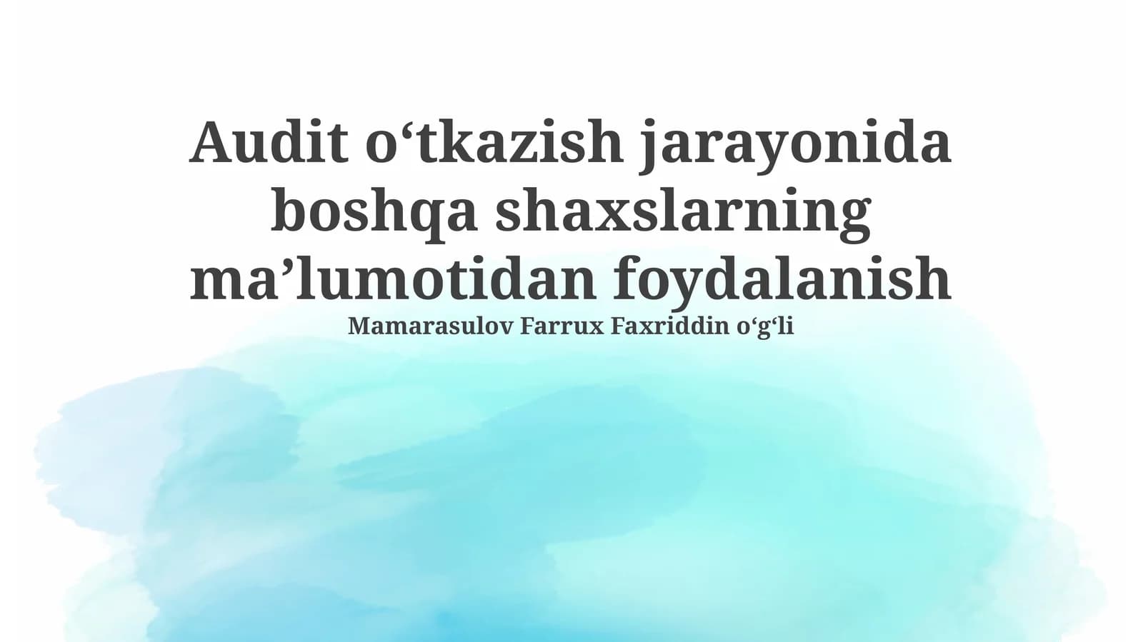 Auditorlikda ma'lumot olish