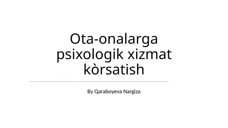 Oilaviy Psixologik Yordam