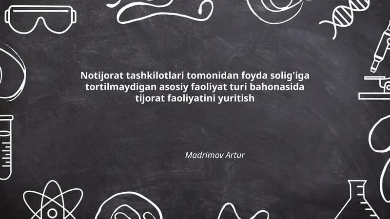 Foyda solig'idan ozod etilgan asosiy faoliyat tushunchasi va me'yoriy-huquqiy asoslari