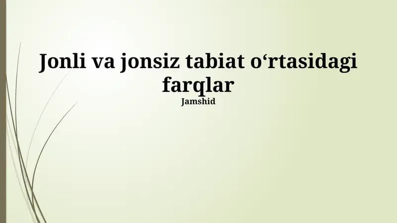 Tirik va Notirik Tabiatning O'zaro Aloqadorligi