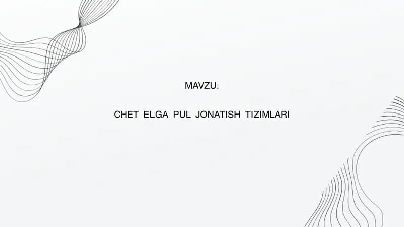 CHET ELGA PUL JONATISH TIZIMLARI