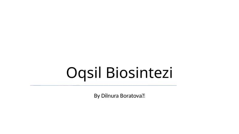 Oqsil Biosintezi