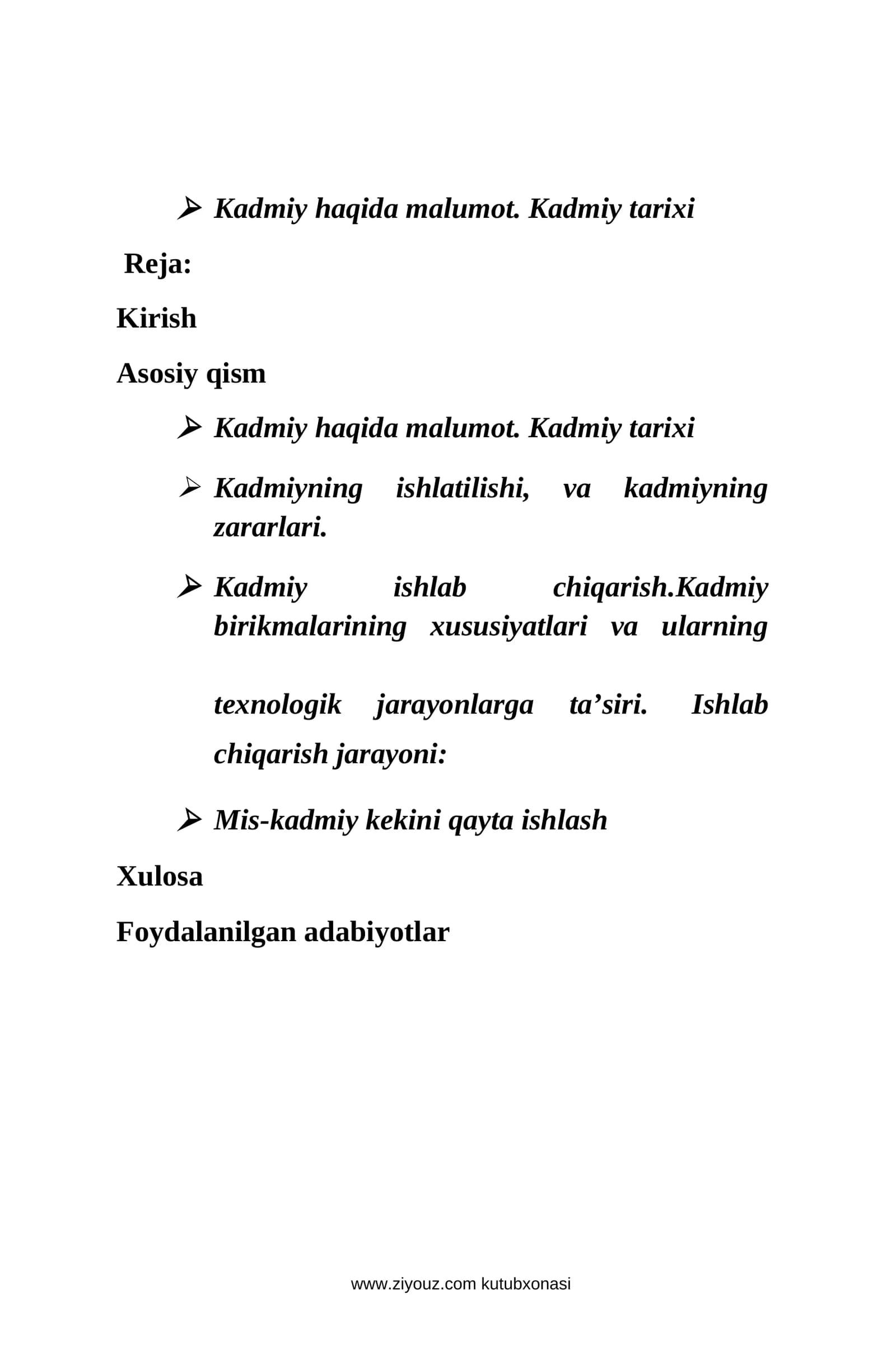 Kadmiy haqida malumot. Kadmiy tarixi