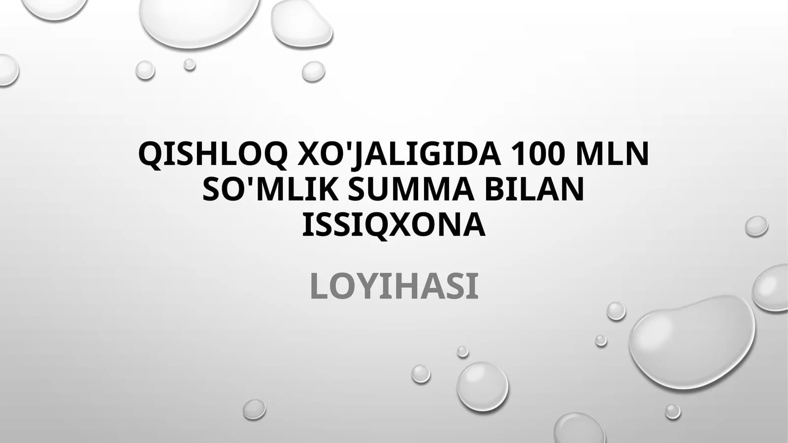 (100 millionlik loyiha ishi)  Surxondaryo viloyatida issiqxona loyihasi