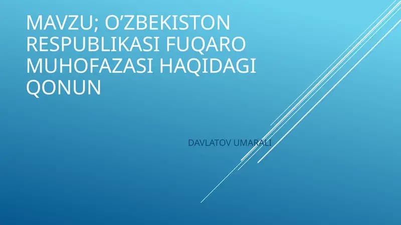 O'zbekiston Respublikasi Fuqaro muhofazasi haqida qonuni.