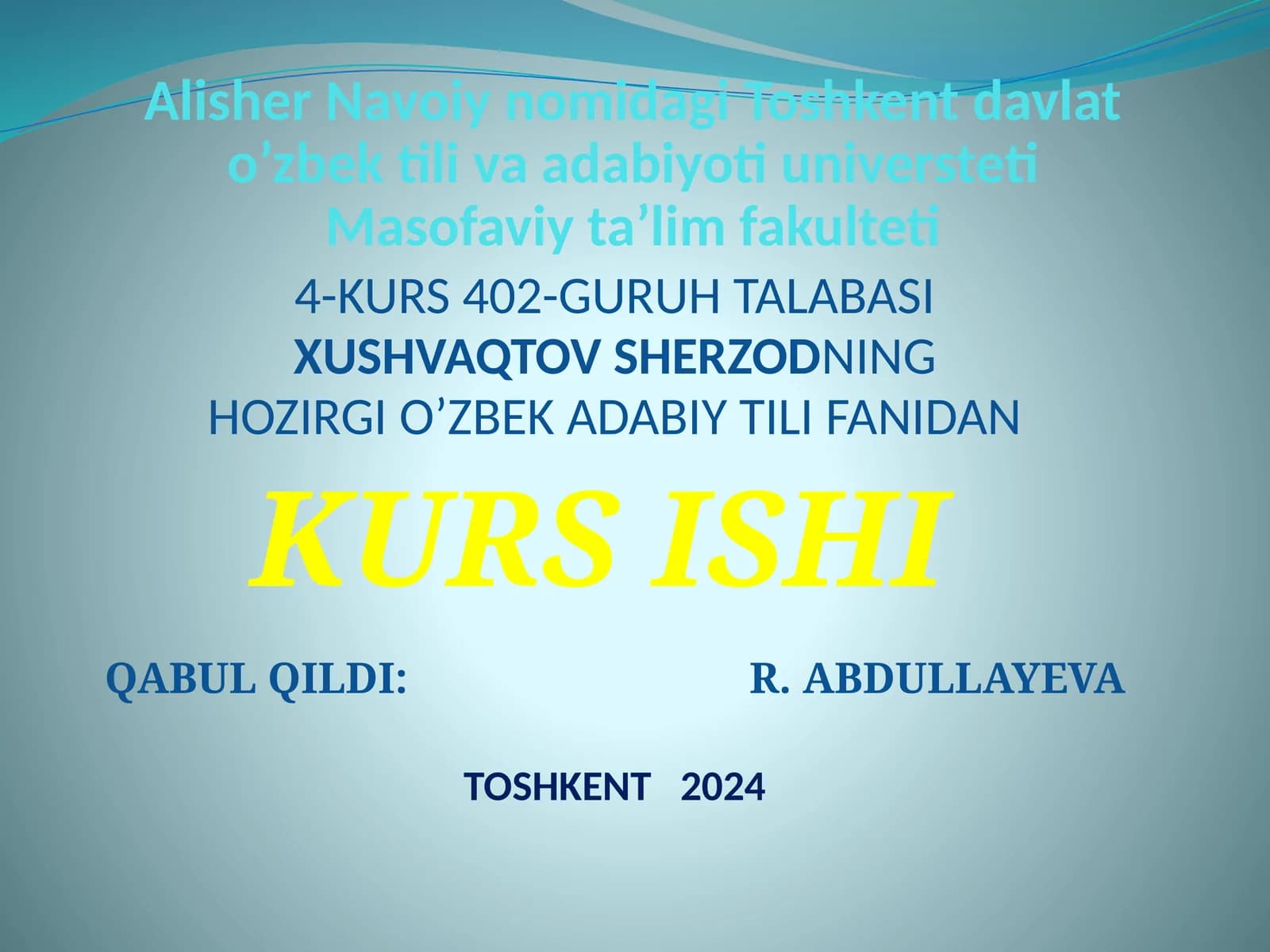 KO'ZNI OCHINGIZ