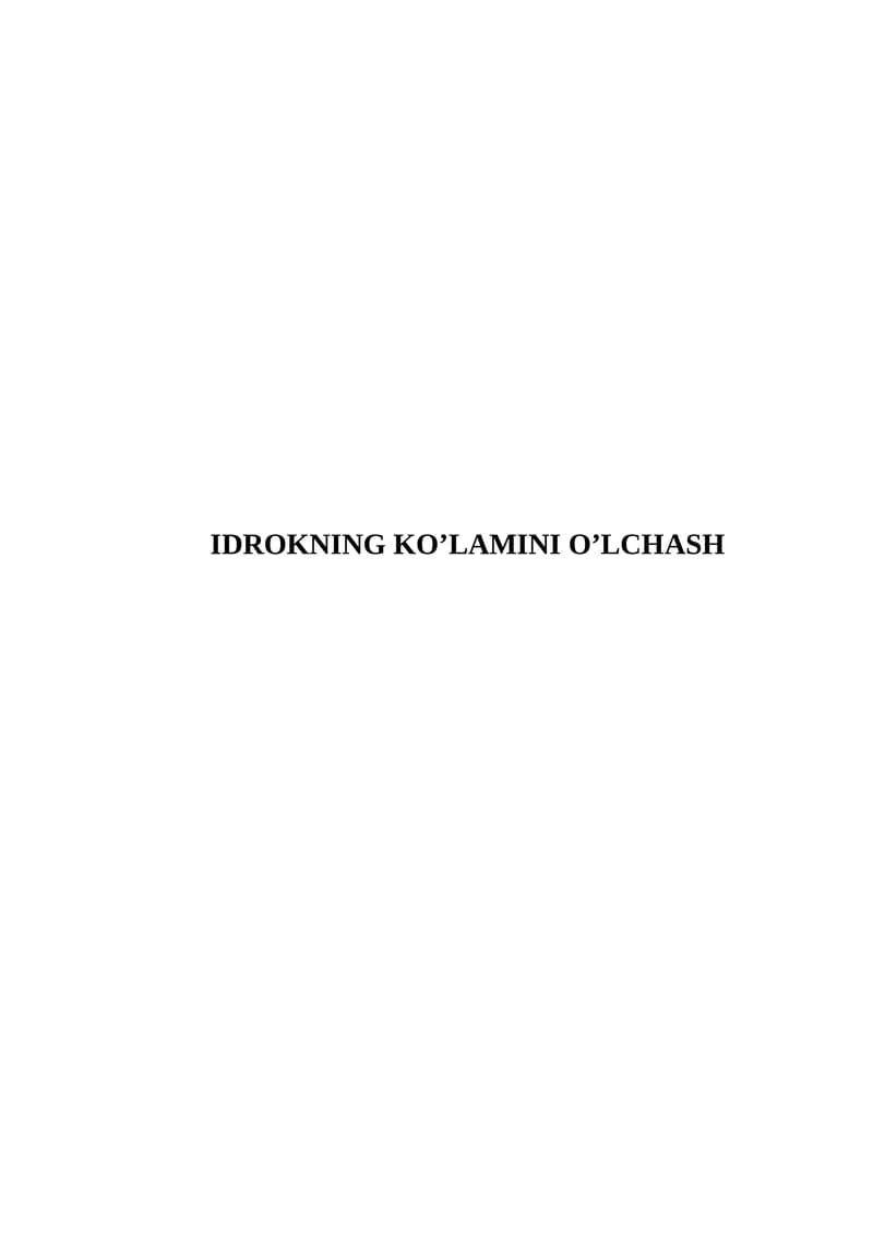 Idrokniging ko’lamini o’lchash