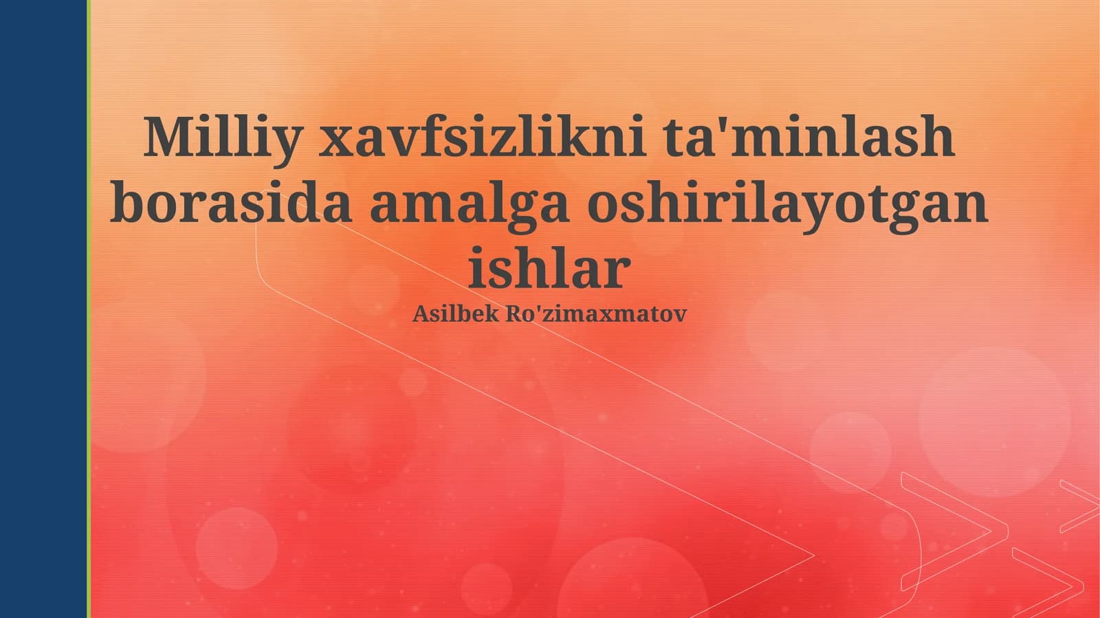 Milliy xavfsizlikni ta'minlash borasida amalga oshirilayotgan ishlar