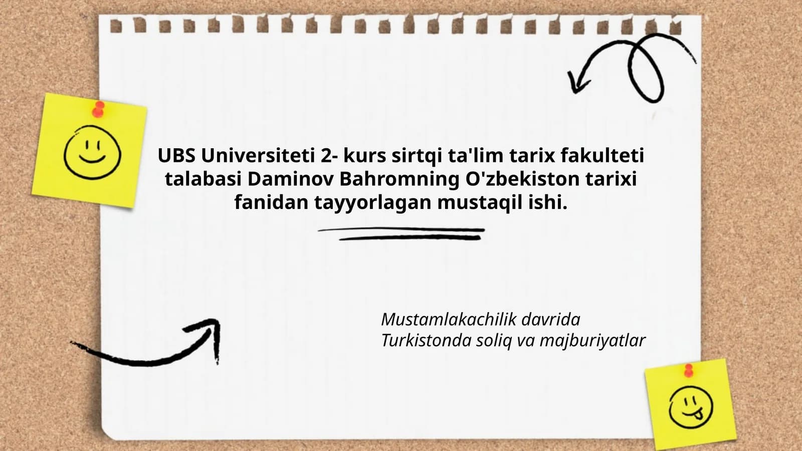 O'zbekiston tarixi fanidan mustaqil ish
