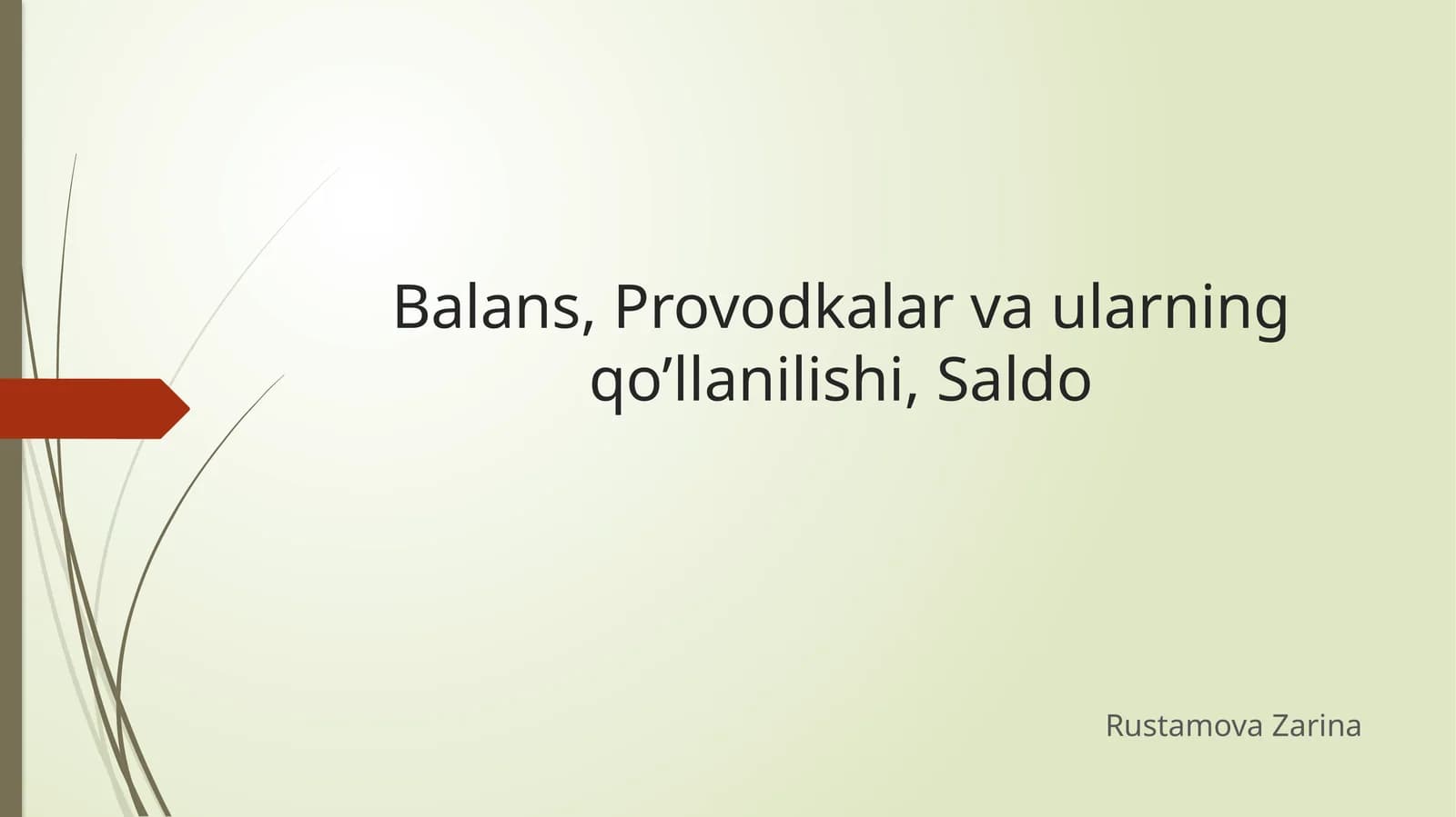 Balans, Provodkalar va ularning qo’llanilishi, Saldo