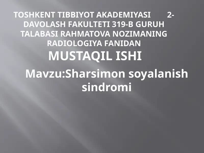 Radiologiya fanidan mustaqilishi