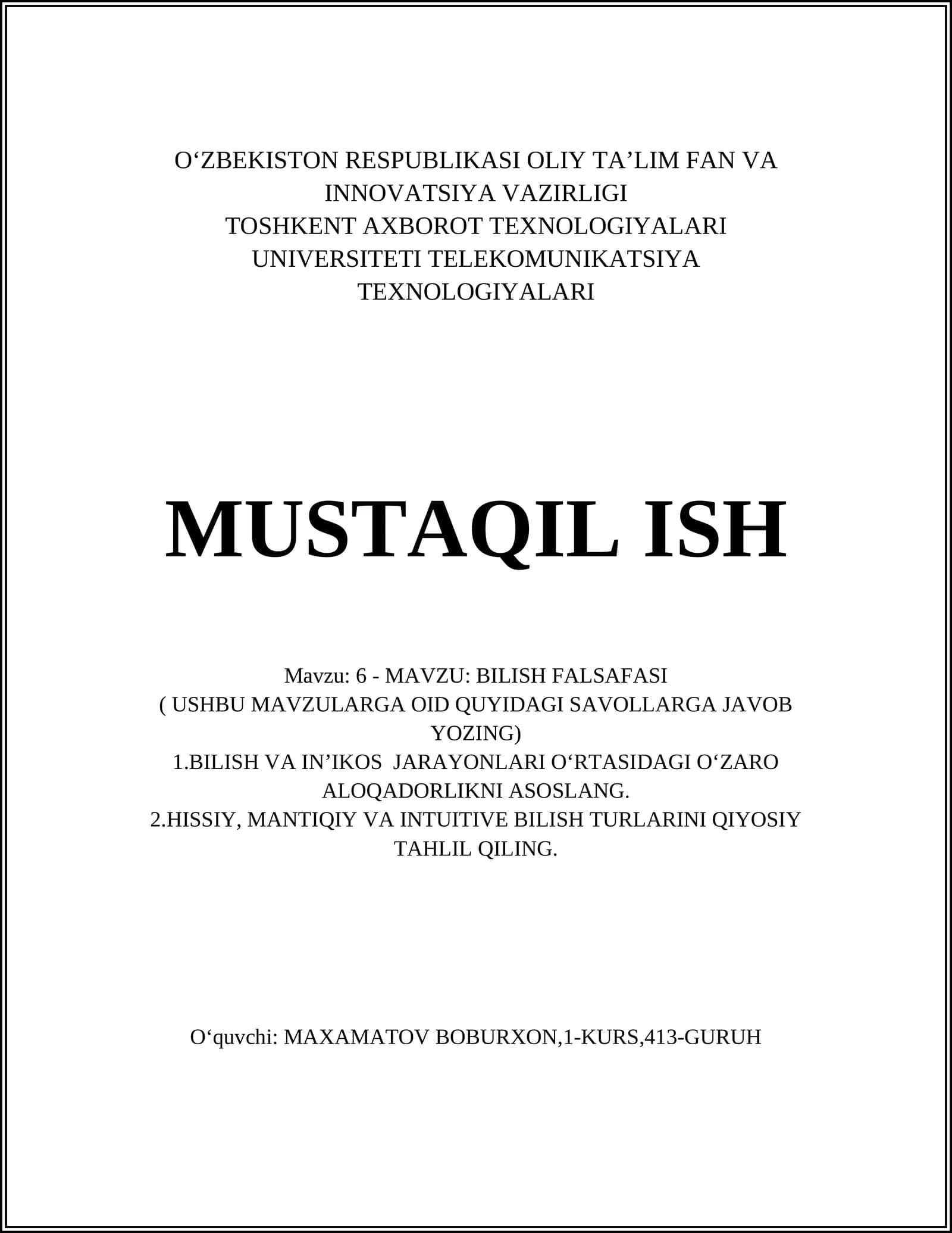BILISH FALSAFASI