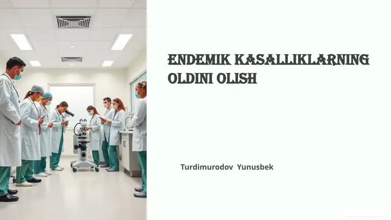 Endemik Kasalliklarning Oldini Olish