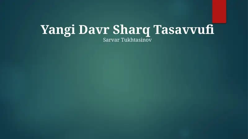 Yangi Davr Sharq Tasavvufi