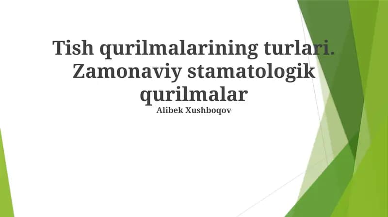 Zamonaviy Stomatologik Asbob-uskunalar