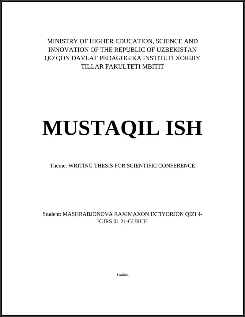 Writing Thesis for Scientific Conference