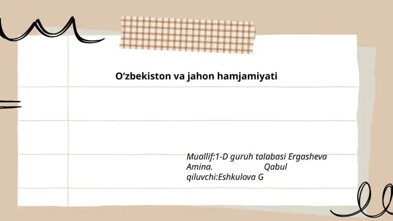 Oʻzbekiston va jahon hamjamiyati