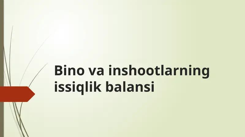Bino va inshootlarning issiqlik balansi