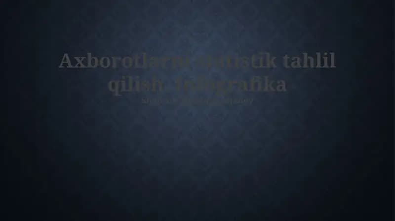 Ma'lumotlarning Statistik Tahlili
