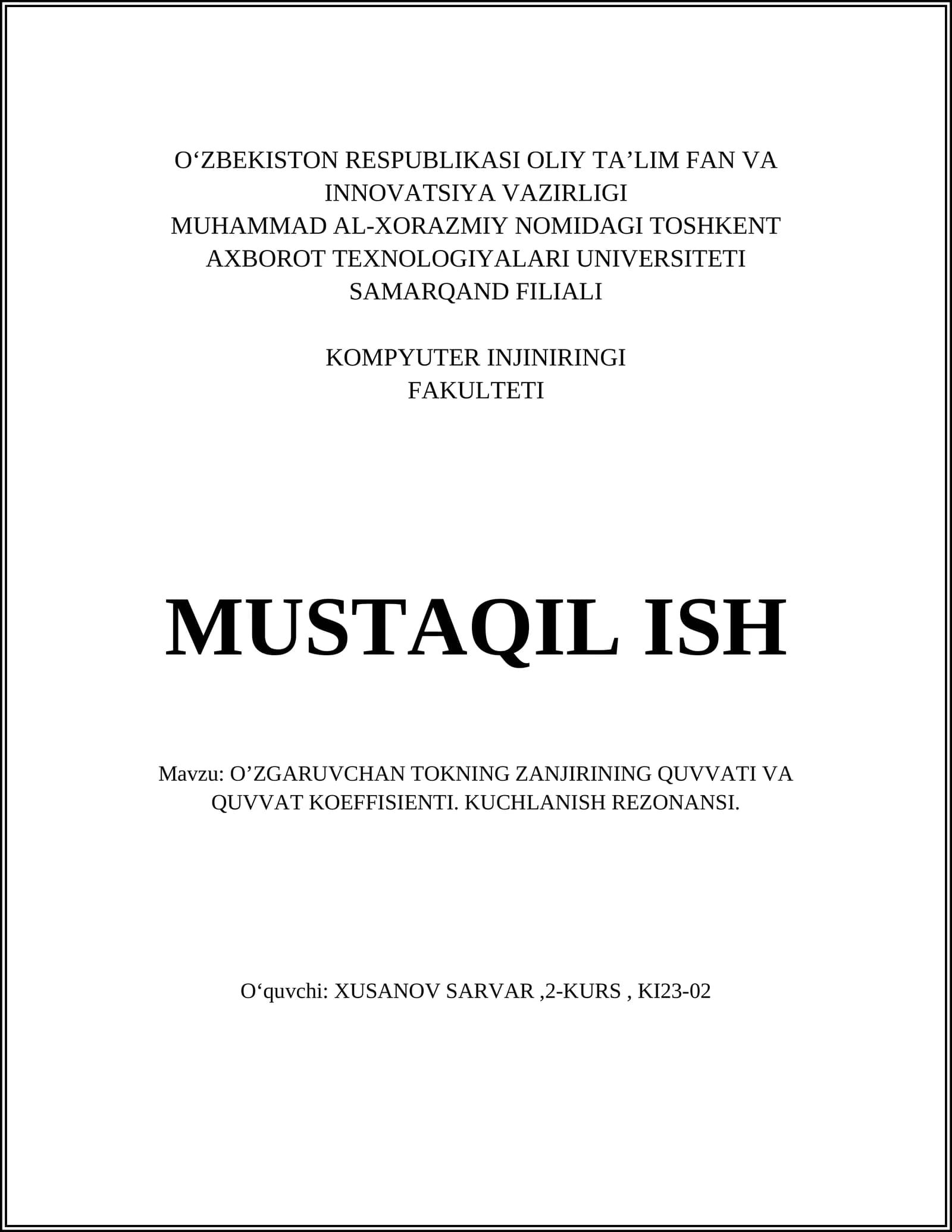 O'zgaruvchan Tok Zanjirida Quvvat Tushunchasi