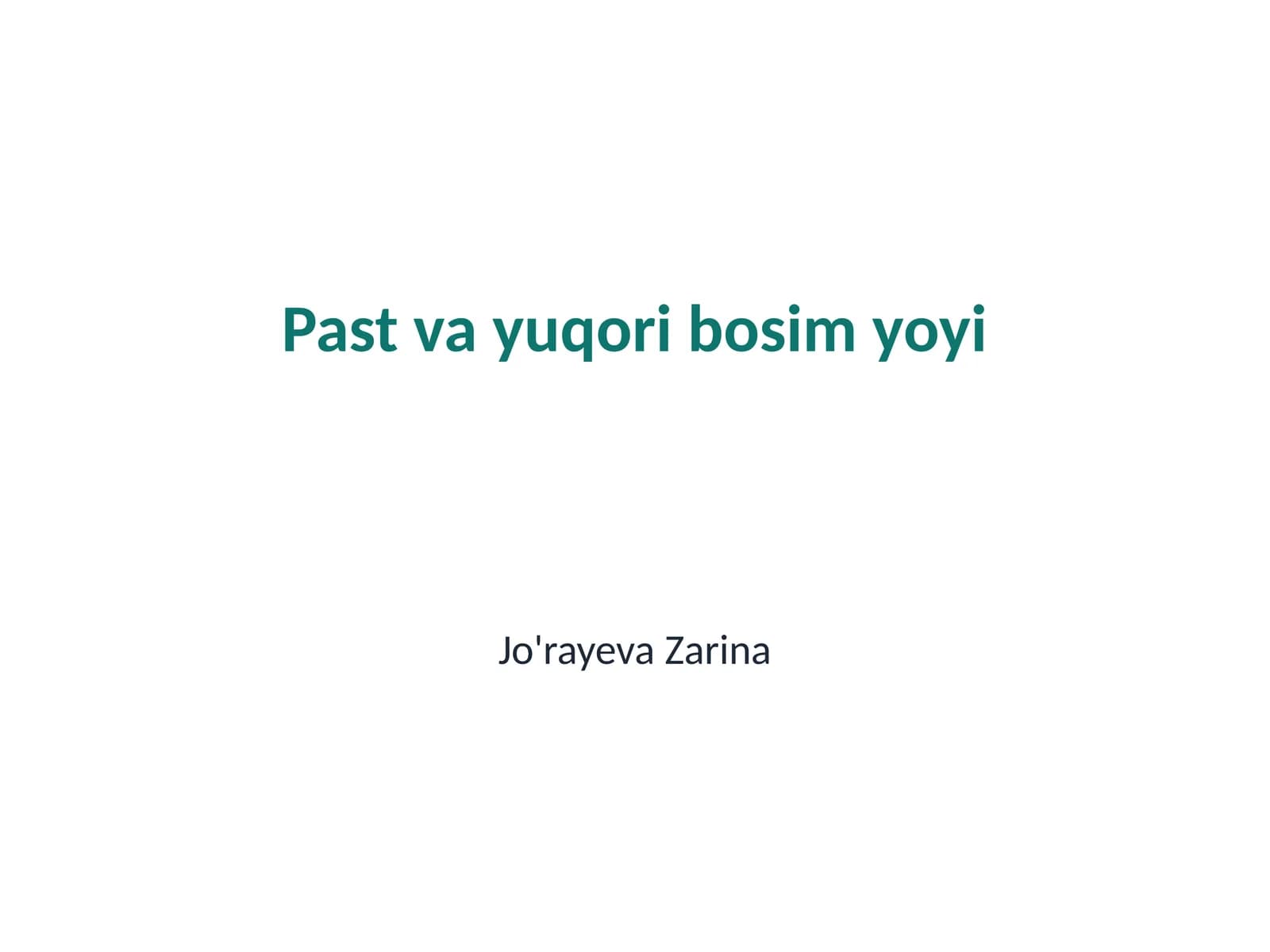 Past va yuqori bosim yoyi