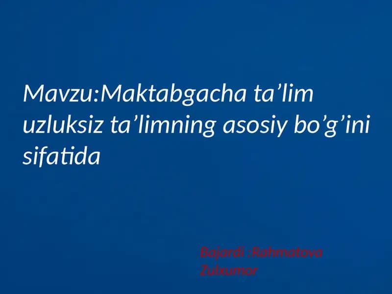 O'ZBEKISTONDA T&'LIM TIZIMI