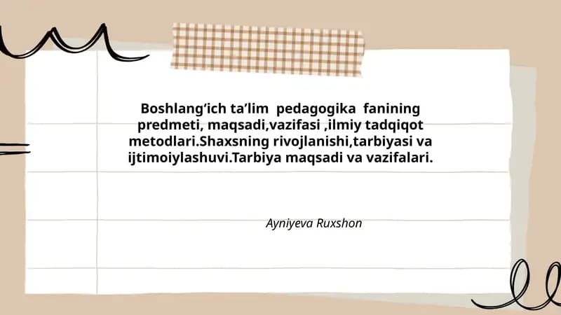Boshlangʻich taʼlim pedagogikasi