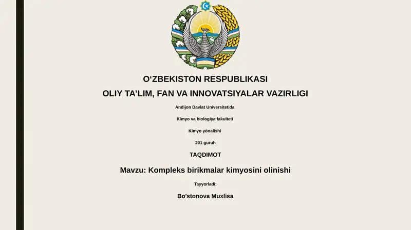 Kompleks birikmalar kimyosini olinishi