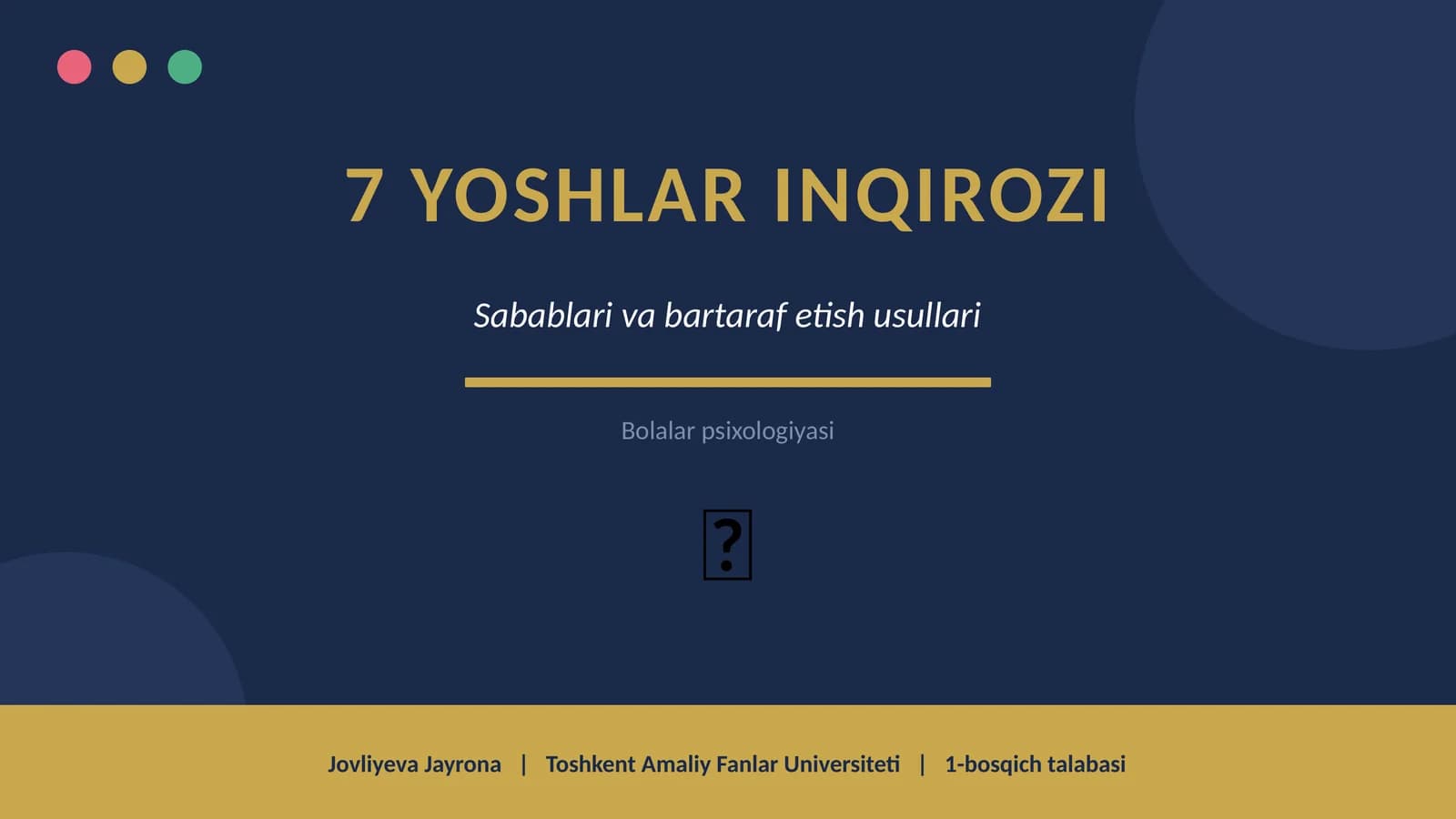 7 YOSHLAR INQIROZI