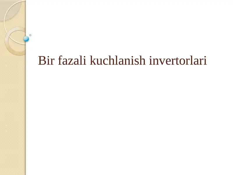 Birfazalik uchlanish invertorlari