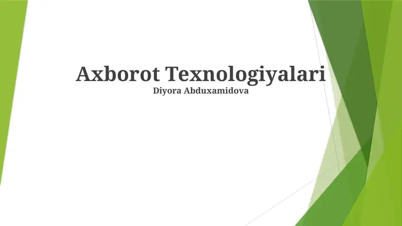 Axborot Texnologiyalari