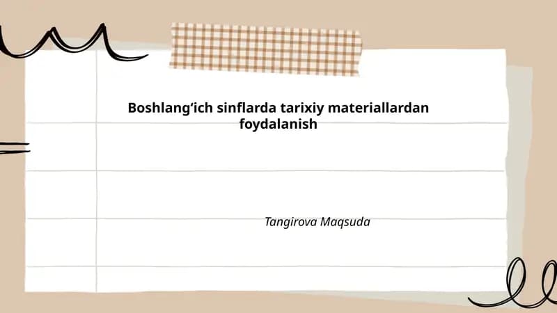 Tarixiy ertaklar va hikoyalar orqali ta'lim