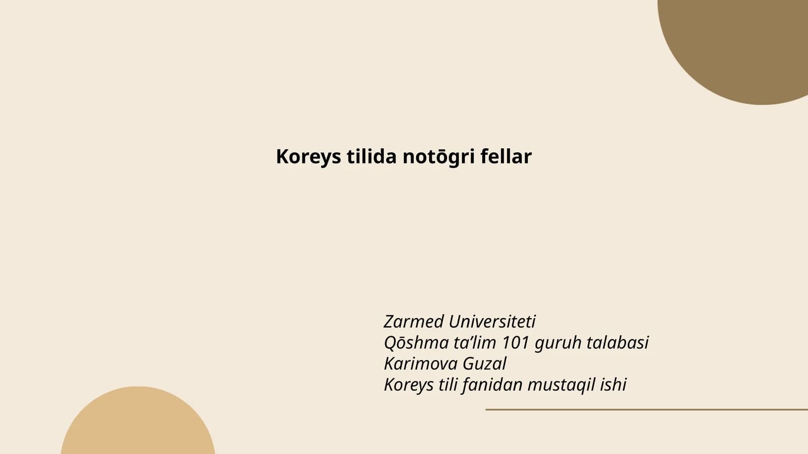 Koreys tilida notōgri fellar