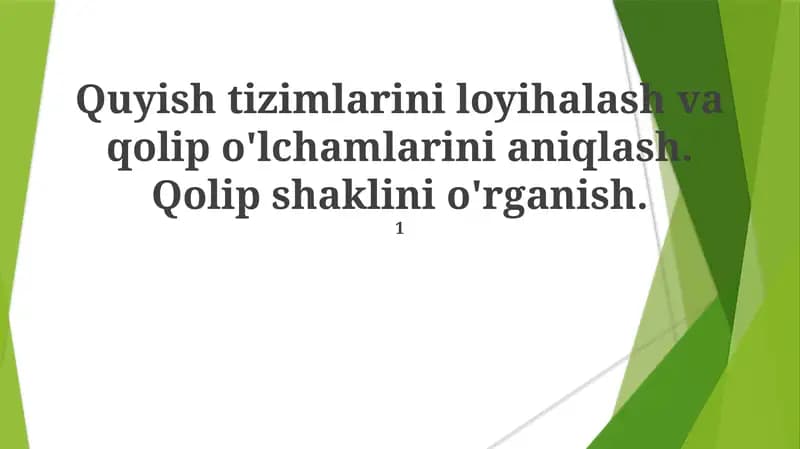 Qolip Geometriyasi va Dizayn Ko'rib Chiqishlari