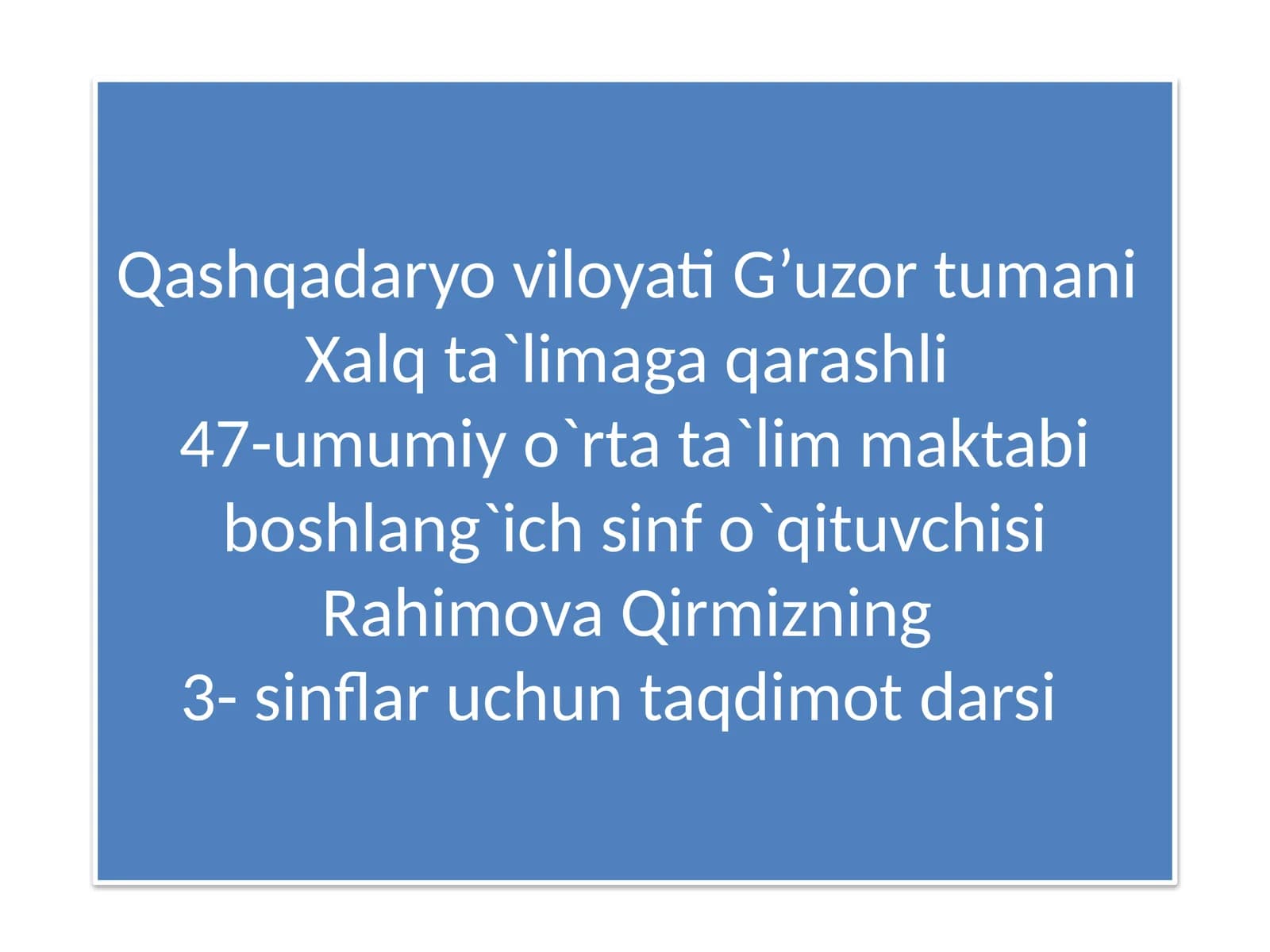 3-sinflar uchun Sifat so'z turkumi