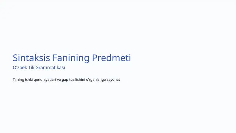 Sintaksis Fanining Predmeti