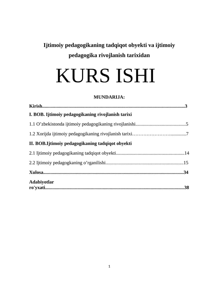 Ijtimoiy Pedagogika Rivojlanishi