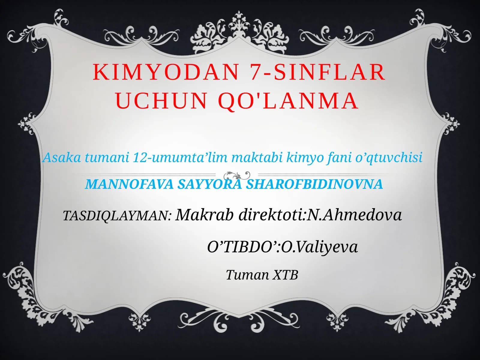 Kimyodan 7-sinflar uchun qo'llanma