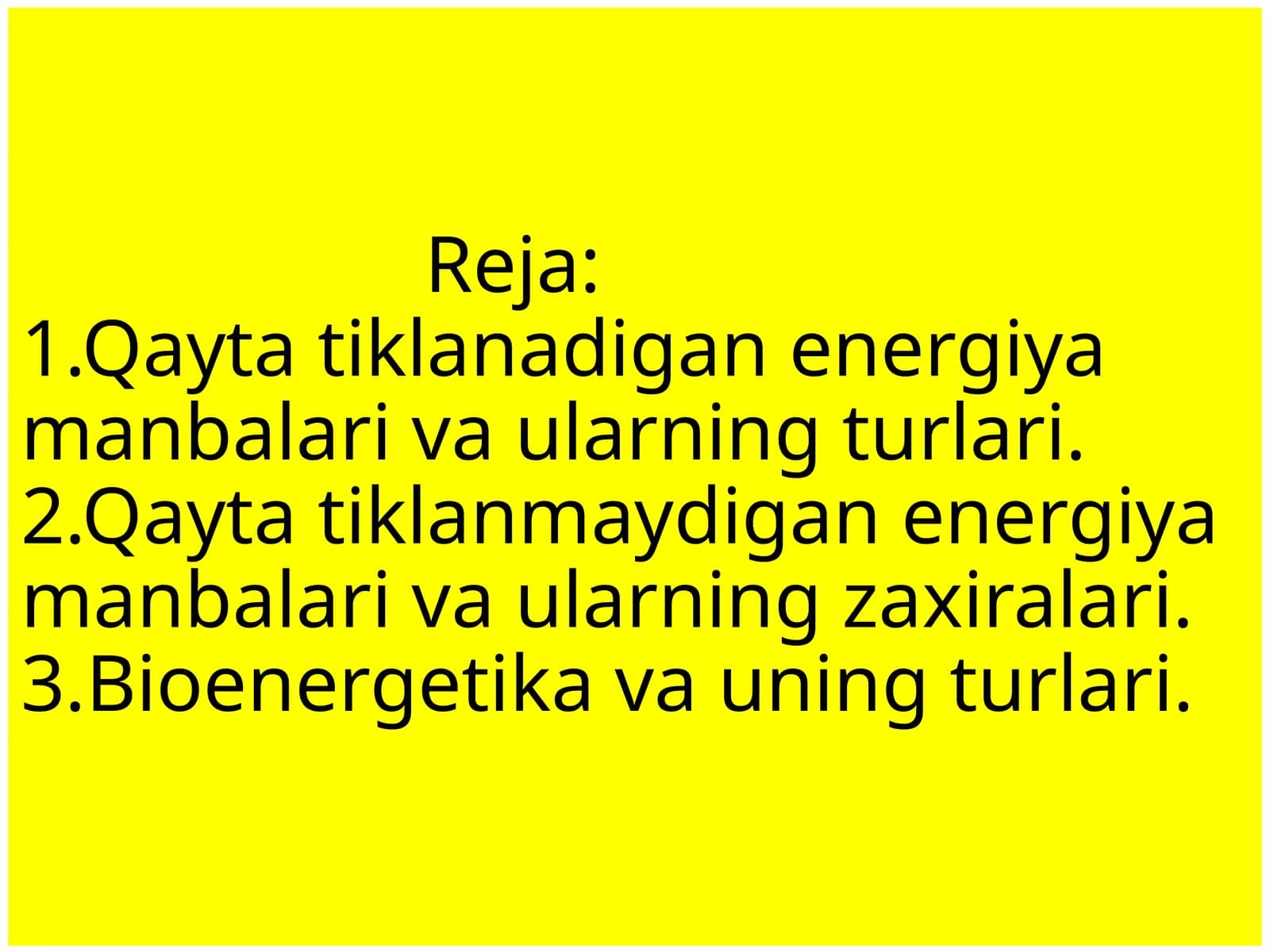 QAYTA TIKLANADIGAN ENERGIYA MANBALARI
