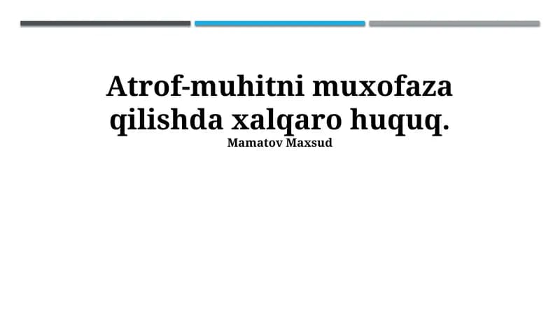 Xalqaro Huquq va Atrof-muhitni Muhofaza qilish
