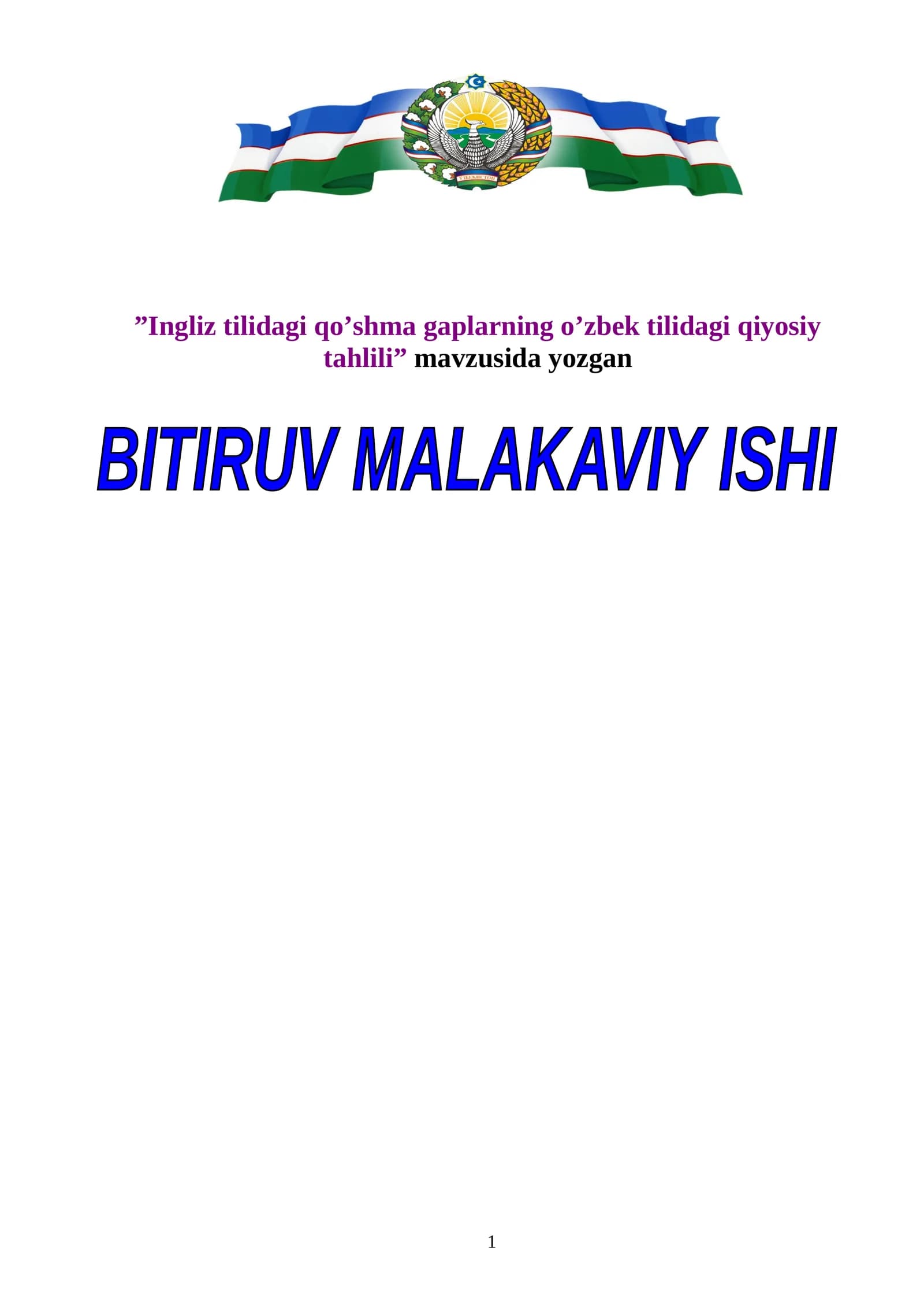 Ingliz tilidagi qo’shma gaplarning o’zbek tilidagi qiyosiy tahlili