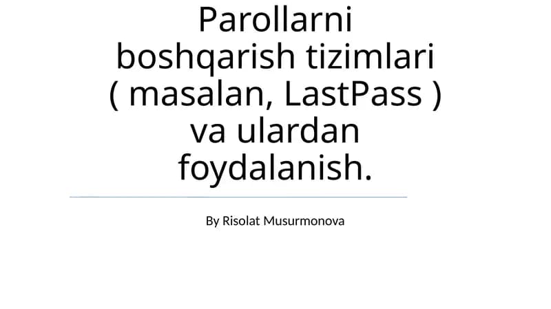 Parollarni boshqarish tizimlari