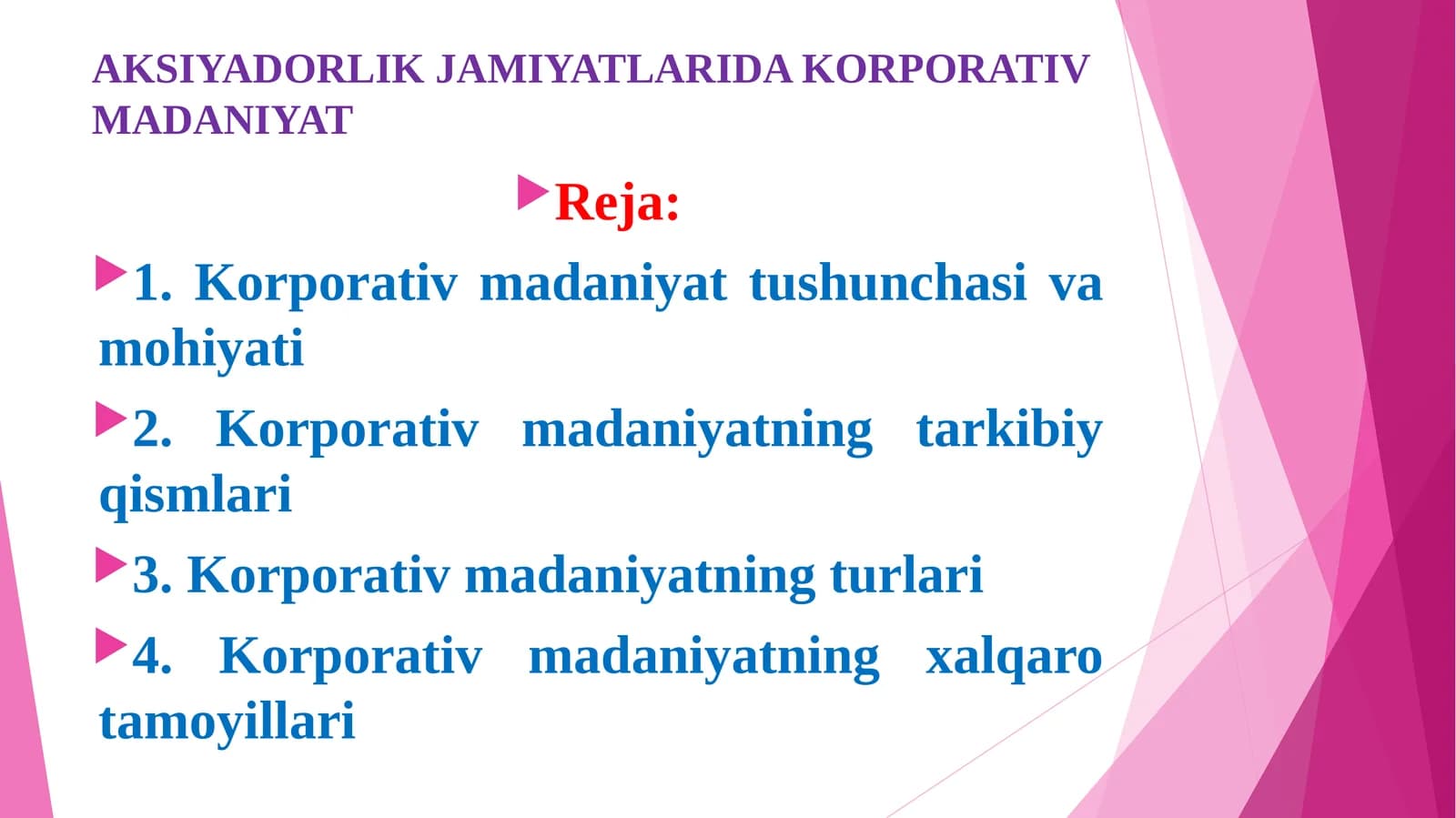 AKSIYADORLIK JAMIYATLARIDA KORPORATIV MADANIYAT
