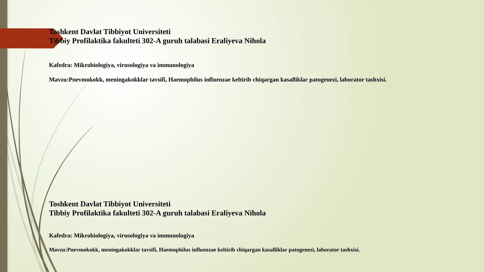 Pnevmokokk, meningokokklartavsifi, Haemophilus influenza ekeltirib chiqargan kasalliklar patogenezi, laborator tashxisi