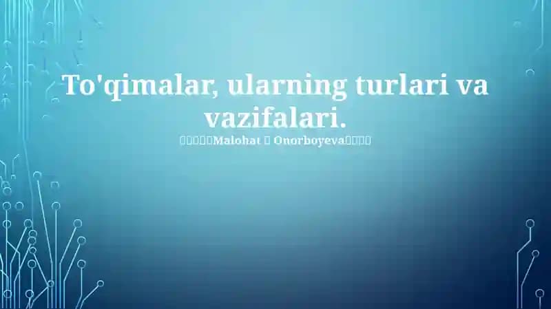 To'qimalar, ularning turlari va vazifalari