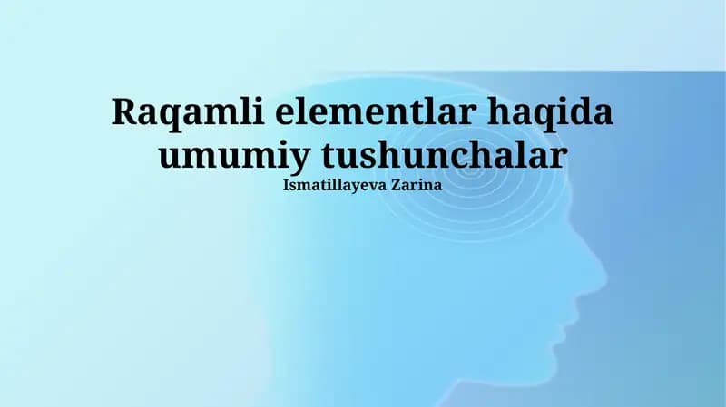 Raqamli elementlar haqida umumiy tushunchalar