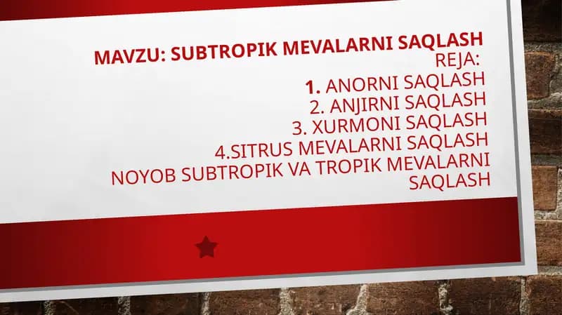 Subtropik mevalar ni saqlash