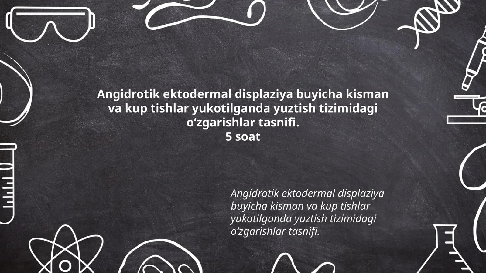 Angidrotik ektodermal displaziya buyicha kisman va kup tishlar yukotilganda yuztish tizimidagi o‘zgarishlar tasnifi