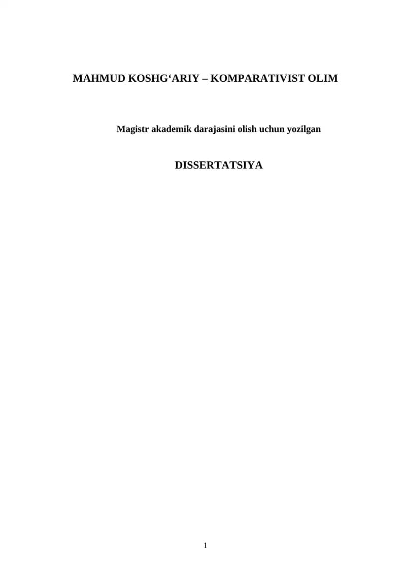 Mahmud Koshg‘ariy – Komparativist Olim