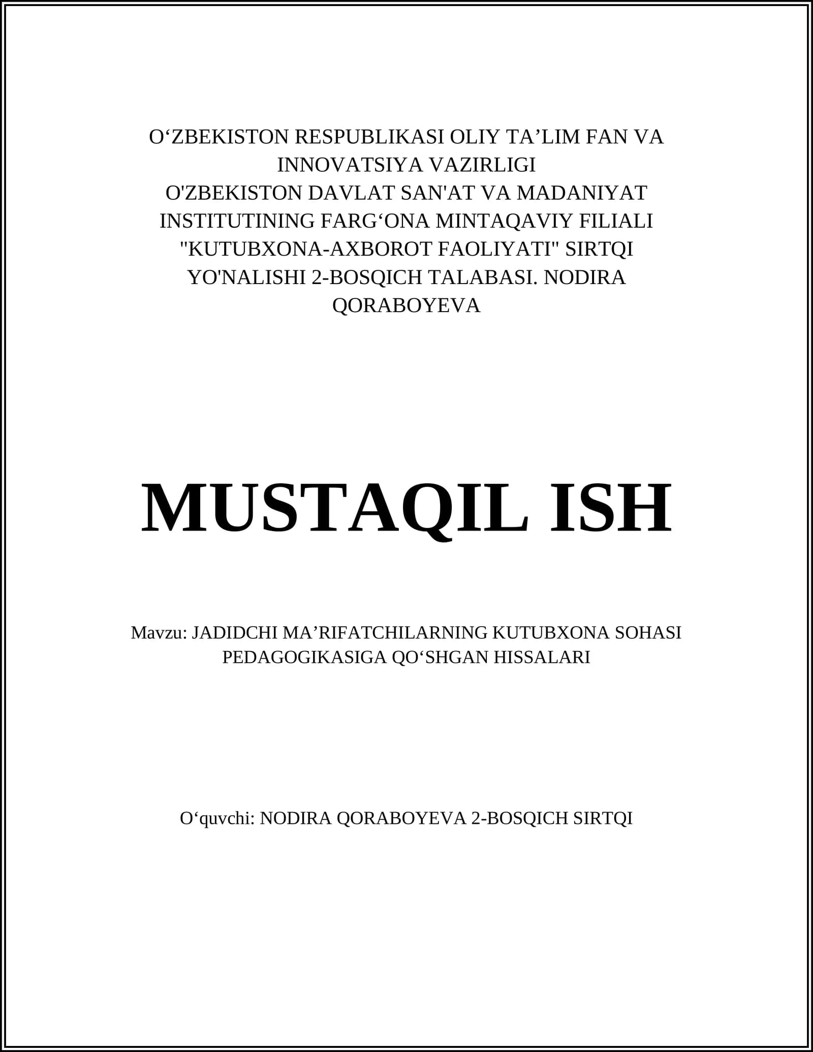 Jadidlar Harakati va Kutubxona Sohasi